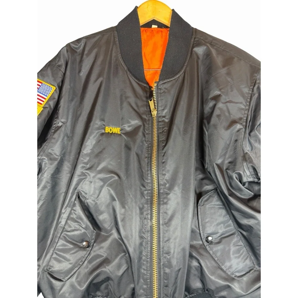 Rothco MA-1 Flight Bomber Jacket Mens L Black USAF California Patch Reversible
